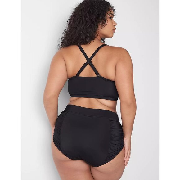 Lane Bryant Cacique No Wire Halter Bikini Swim Top 30 - Picture 3 of 5